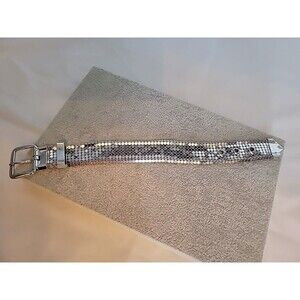 Vintage Sliver Tone Mesh Belt Style Shinny Glittery Look Bracelet 9"
